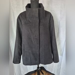 Old Navy Black Pea Coat Jacket Womens Sz 2XL Pockets Hidden Button Short